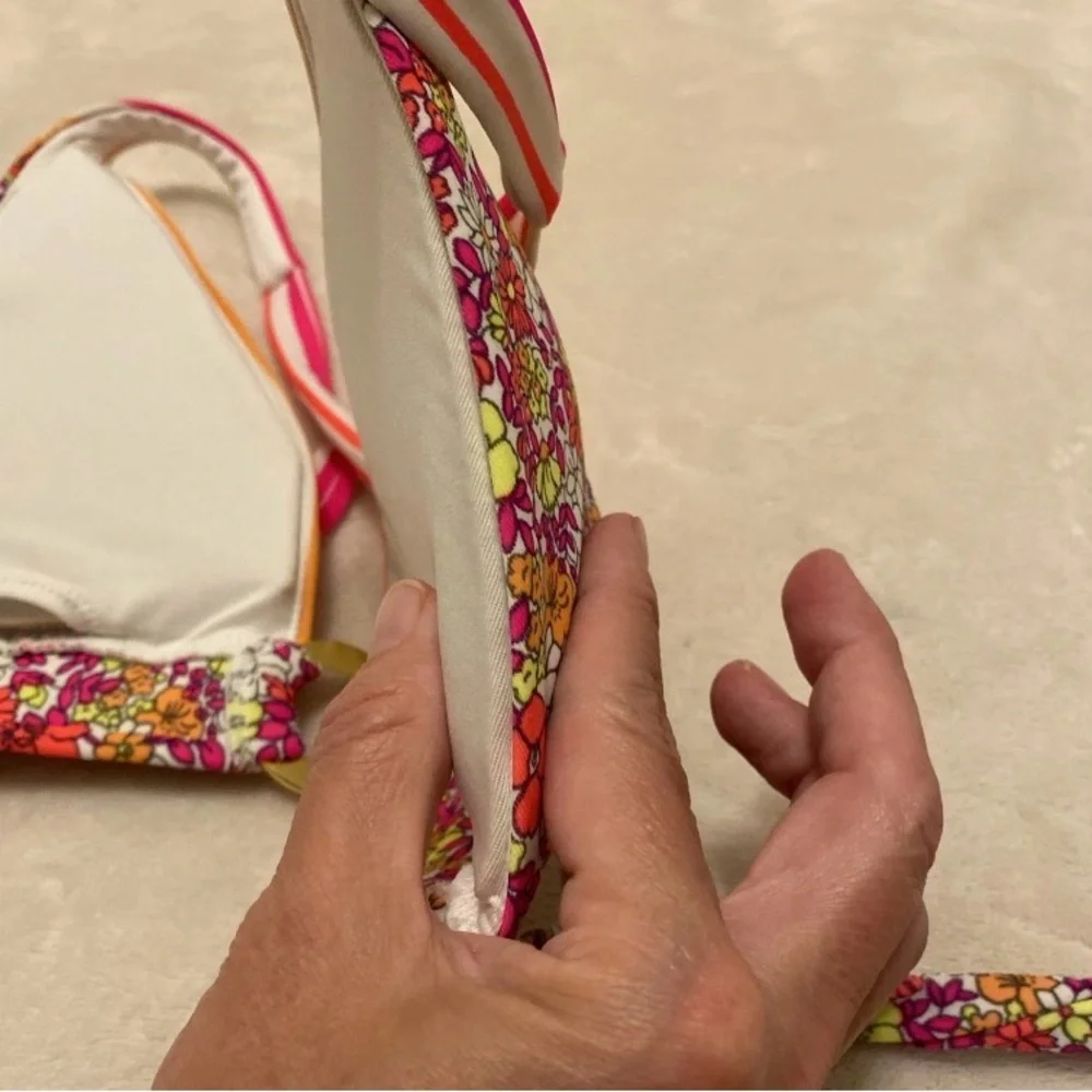 Victoria's Secret Multicolor Neon Floral and Striped Bikini